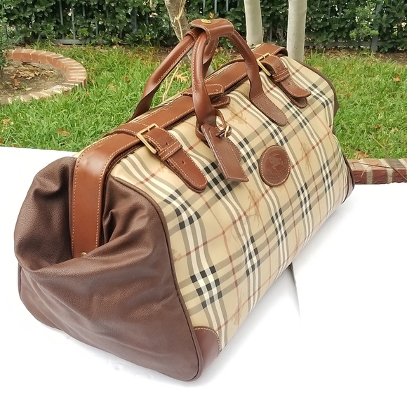 Rare Vintage Burberry Haymarket Gentleman Doctor style boston Travel Duffle bag - Picture 5 of 16